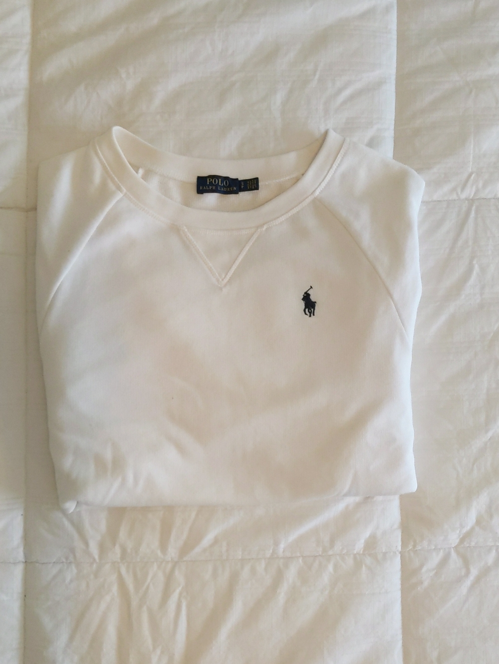 Polo Ralph Lauren White Crewneck Sweatshirt Small | Classic Pony Logo Pullover